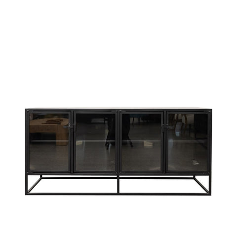 Carson Industrial Chic Metal & Glass Entertainment Unit / Display Cabinet / Sideboard