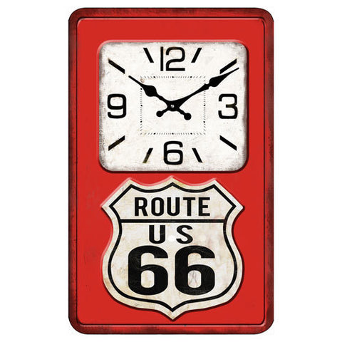 Red Route 66 Glass Wall Clock Rustic Chic - Perfect Gift!