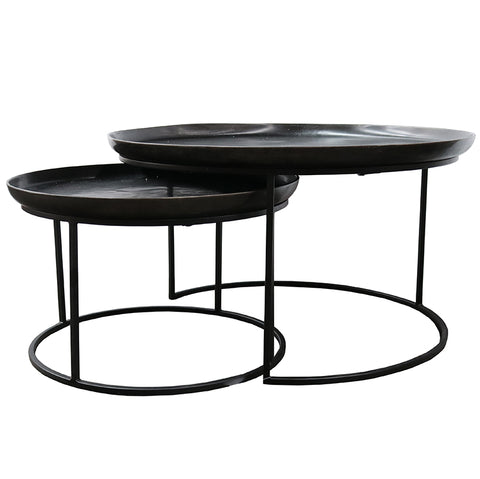 Calypso Black Iron & Aluminium Modern Coffee Table Nesting Set
