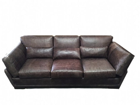 Full Hide Leather Raisin Colorado 3 Seater Couch - Very Chic & Comfortable
