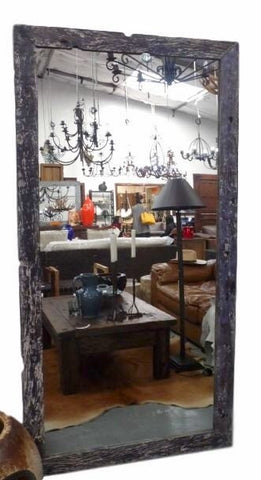 Black Washed Authentic Aged Wood Mirror XXL - Rustic Character Piece