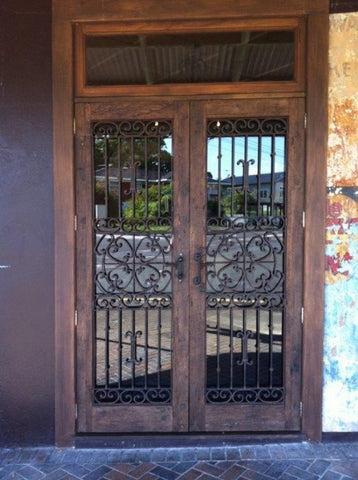 Gorgeous Serville Rustic Exterior Front Doors Mexican Wood & Hand Forged Iron
