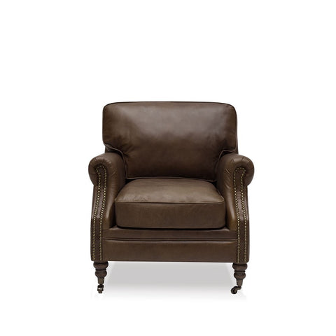 Brunswick Nutmeg Edwardian Leather Armchair / Occasional Chair