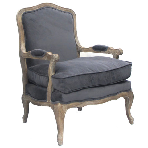 Carla French Country Country Chic Oak & Charcoal Armchair / Occasional Chair