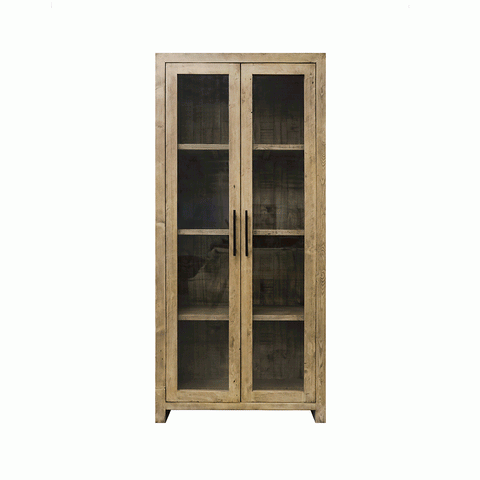 Reclaimed Pine Portland Display Cabinet - Natural Colour