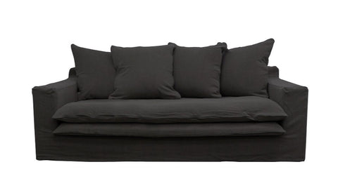 Keely Slipcover Sofa / Lounge Black Colour 2 Seater