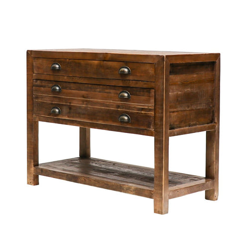 Printmaker Antique Industrial Style Reclaimed Console Table With 2 Drawers - Exquisite