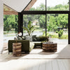 Walnut Wooden Drum Coffee Table - Artistic Modern Geometric