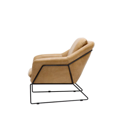 Italian Leather Modern Workshop Chic Lounge Chair Armchair - Golden Tan