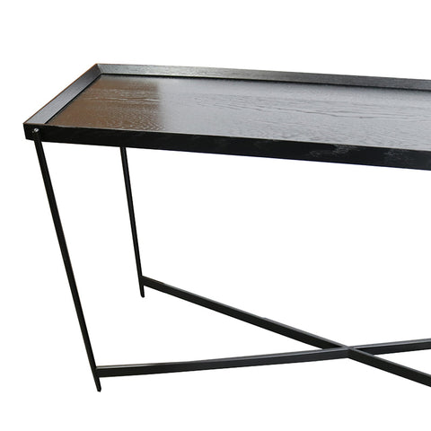 Richmond Luruxious Black Oak & Iron Geometric Console Table