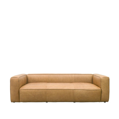 Stirling Camel 3 Seater Modern Minimalist Italian Leather Sofa / Lounge