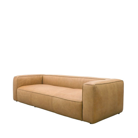 Stirling Camel 3 Seater Modern Minimalist Italian Leather Sofa / Lounge