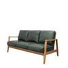 Reid Green Leather & Natural Wood Frame Three Seater Sofa / Lounge - Contemporary Elegance