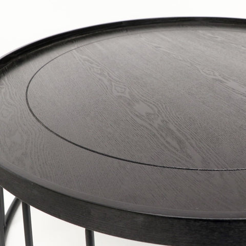 Reid Black Oak & Metal Chic Coffee Table - Geometric Modern