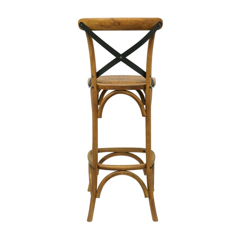 Barstool Bentwood Artistic Natural Oak & Rattan Crossback Bar Stool