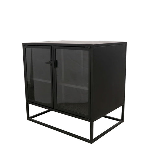 Carson Industrial Chic Metal & Glass Display Cabinet Sideboard Shelving Storage Unit (Shorter)
