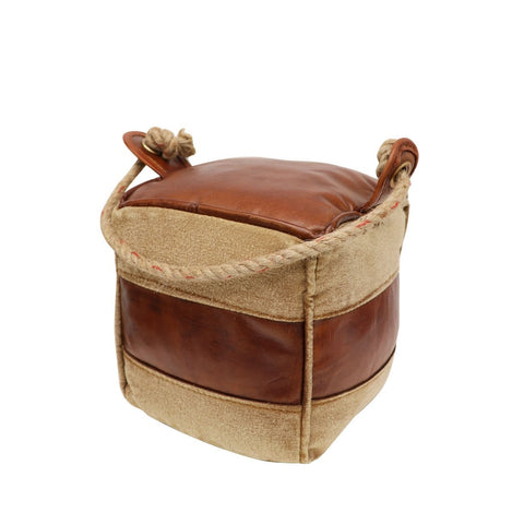 Rustic Chandri Leather & Canvas Door Stop / Doorstop With Rope Handle