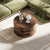 Walnut Wooden Drum Coffee Table - Artistic Modern Geometric
