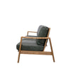 Reid Green Leather & Natural Wood Frame Three Seater Sofa / Lounge - Contemporary Elegance