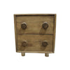 Rory Modern Elm Wood Large Drawer Knob Bedside Table - Two Drawer
