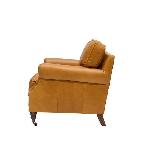 Brunswick Chestnut Edwardian Leather Armchair / Occasional Chair