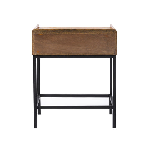 Carlton Bedside Table / Side Table Single Drawer Chic Oak Wood & Iron