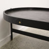 Oval Haywood Leather Buckle Detail Black Coffee Table