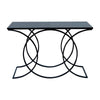 Luana Circle Iron & Black Wood Abstract Geometric Console Table