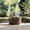 Walnut Wooden Drum Coffee Table - Artistic Modern Geometric