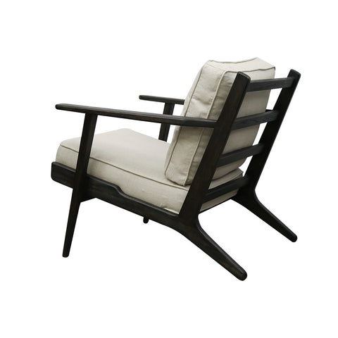 Juno Fabric Armchair Luxury Black Oak & Natural Linen