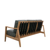 Reid Green Leather & Natural Wood Frame Three Seater Sofa / Lounge - Contemporary Elegance