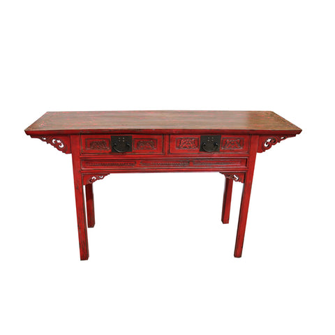 Antique Style Canton Console Table Cypress Wood