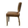 Oak & Brown Leather Modern Vintage Stud Detail Dining Chair