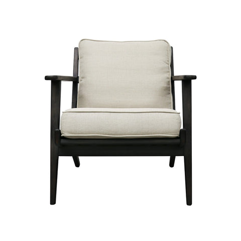 Juno Fabric Armchair Luxury Black Oak & Natural Linen