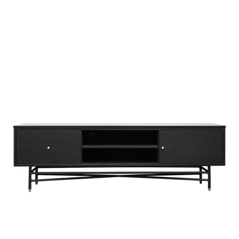 Haywood Black American Ash Wood & Brass Entertainment Unit