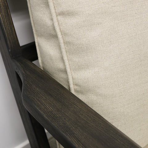 Juno Fabric Armchair Luxury Black Oak & Natural Linen