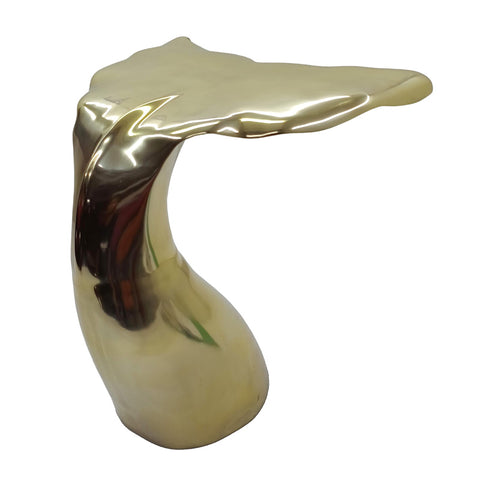 Whale Tail Geometric Interior Design Side Table - Polished Gold