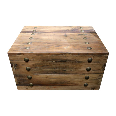 Raphael Recycled Elm Wood Coffee Table With Iron Detailing