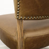 Oak & Brown Leather Modern Vintage Stud Detail Dining Chair