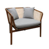 Torana Oak & Rattan Cane Designer Armchair / Occasional Chair - Vintage Grey