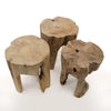 Rustic Reclaimed Teak Tooth Wood Side Table / Stool - Natural & Modern