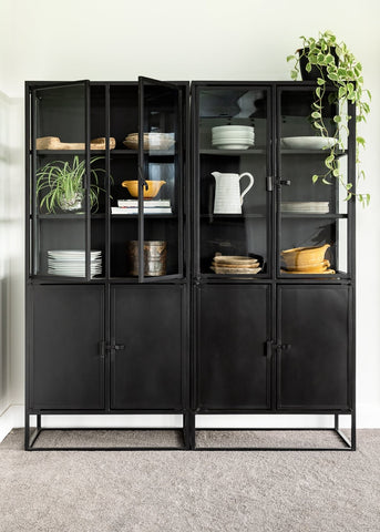 Carson Industrial Chic Metal & Glass Display Cabinet Sideboard Shelving Storage Unit