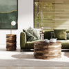 Walnut Wooden Drum Coffee Table - Artistic Modern Geometric