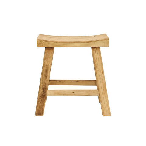 RectangularCurved Natural Reclaimed Elm Parq Stool / Bedside / Side Table - Handcrafted Farmhouse Chic