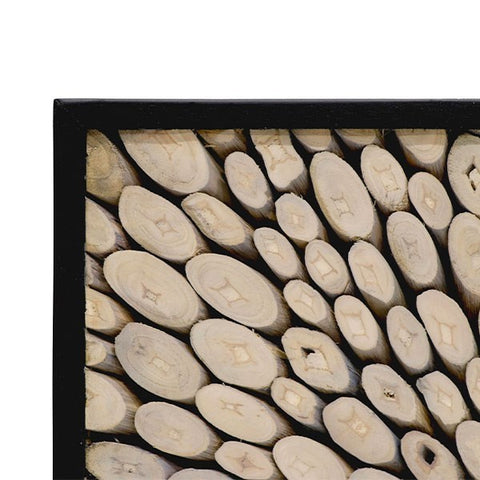Medium Square Abstract Crusoe Teak Branch Wood Wall Art Panel - Yakisugi Design