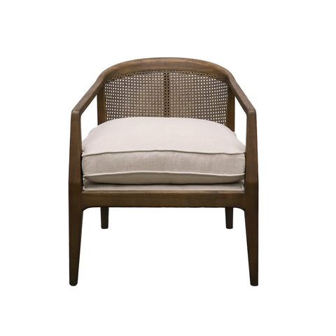 Newport Modern Fabric & Rattan Armchair / Occasional Chair - Natural