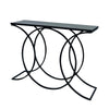 Luana Circle Iron & Black Wood Abstract Geometric Console Table