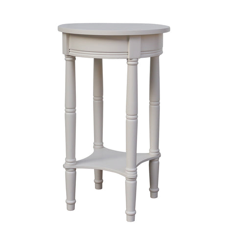 Cyrus Round Bedside Table / Side Table - French Country Chic in Pearl White