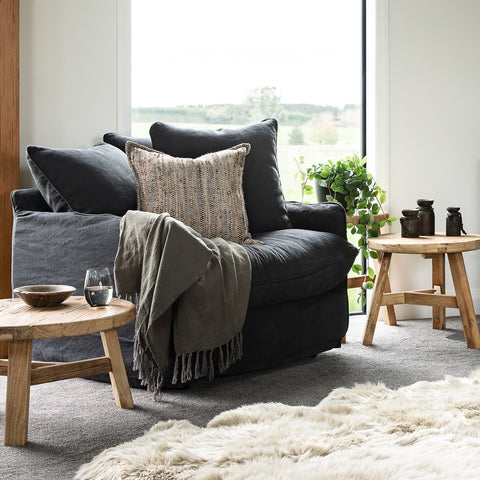 Lotus Luxurious Modern Slipcover Sofa / Lounge Armchair Black Colour