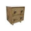 Rory Modern Elm Wood Large Drawer Knob Bedside Table - Two Drawer